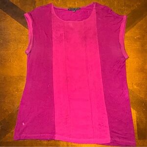 Antonio Melani Womens Cranberry Pleated Front Short Sleeve Modal Stretch Shirt L